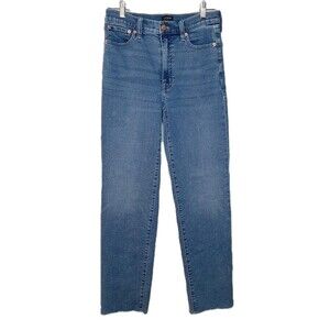 J. Crew Jeans Medium Wash Women 27T Stovepipe High Rise Straight Ankle Raw Hem